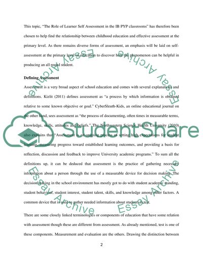 The Role of Learner Self Assessment