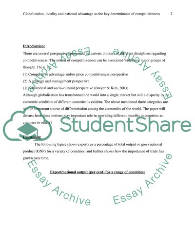 Globalization, Locality and National Advantage as the Key Determinants of Competitiveness
