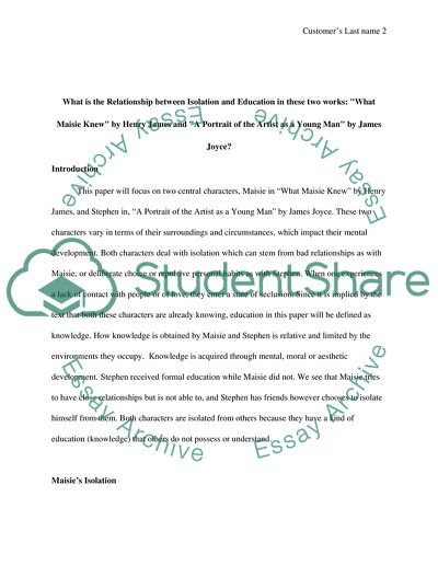 What Maisie Knew by Henry James and A Portrait of the Artist as a Young Man by James Joyce