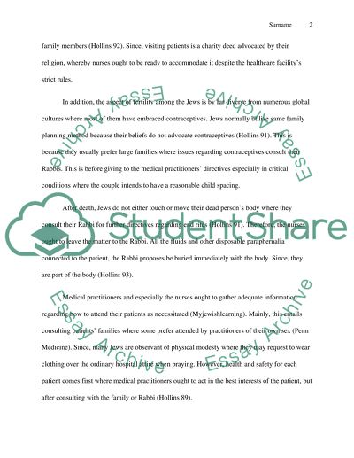 Cultural presentation about the jewish customs in the healthcare environment