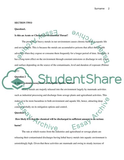 Ecosystem Toxic Chemical Threat