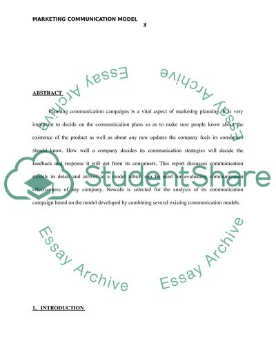 Marketing Communication Model: The Case of Nescafe