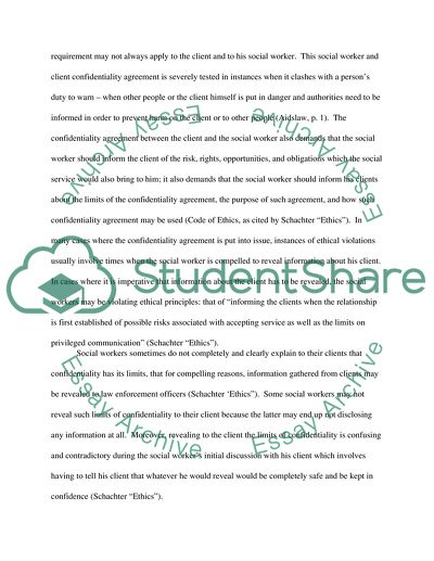Ethical Issue: Under what Circumstances Should Social Workers Break Client Confidentiality