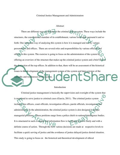 Criminal Justice Management and Administration