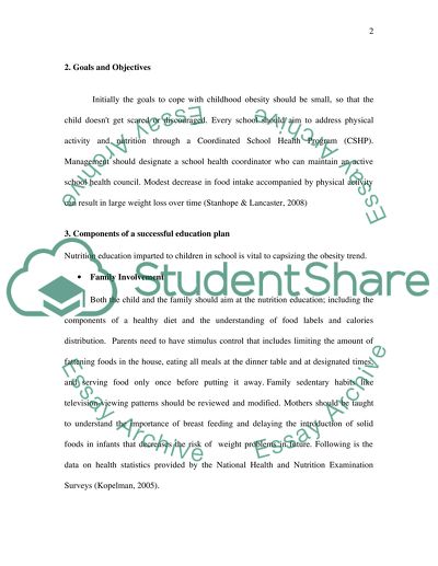 Health Education Plan on Obsity