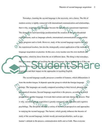 The Development of Theories of Second Language Acquisition