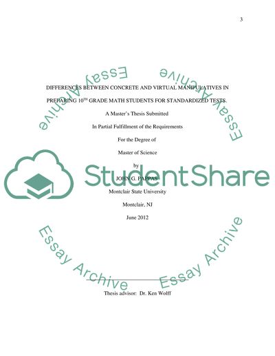 Differences between Concrete and Virtual Manipulatives