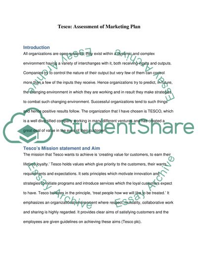 Tesco: Assessment of Marketing Plan