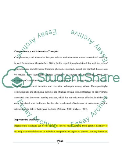 Complementary & Alternative Therapies/ Reproactive Disorder