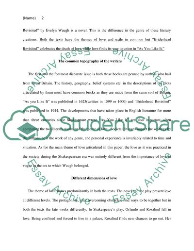 Comparison of Brideshead Revisited and As You Like It