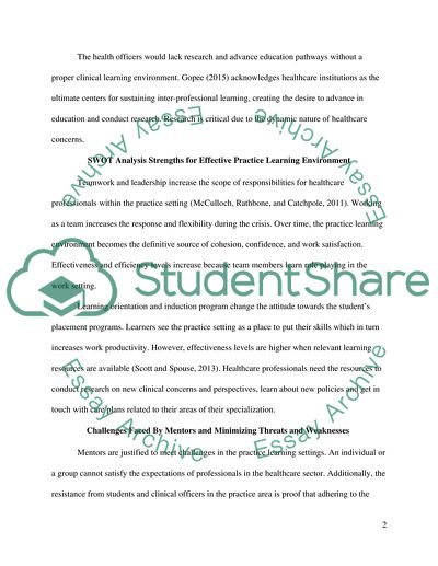 Work Setting as a Learning Environment