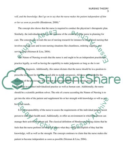 A Nursing Theory: Virginia Hendersons Need Theory