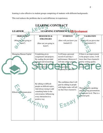 Introduction to the Learning Contract