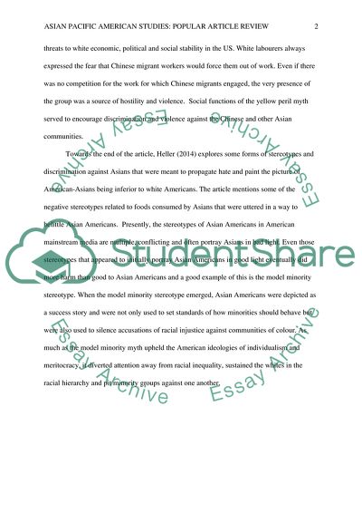 Asian Pacific American Studies: Popular Article Review