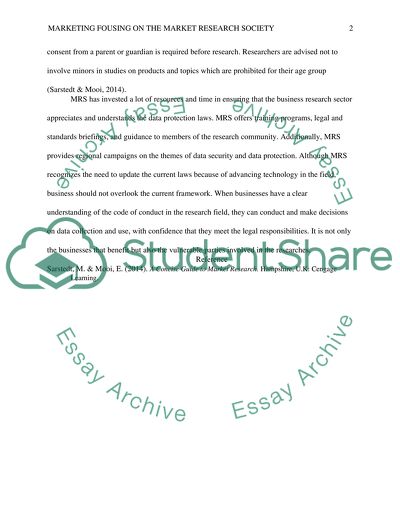 Marketing Focusing on the Market Research Society