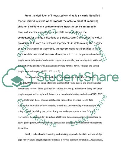 An Evaluation of Integrated Working in Childrens Workforce