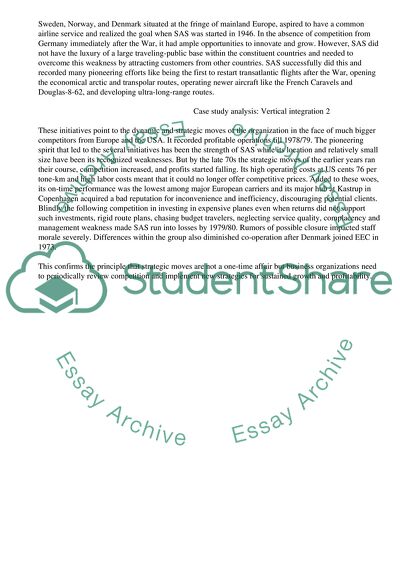 Vertical Integration at SAS in 1988