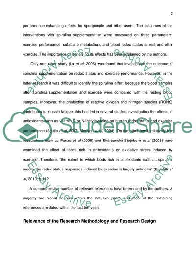 The Area of Nutrition Supplementation With Spirulina: the Effect of Antioxidants on Human
