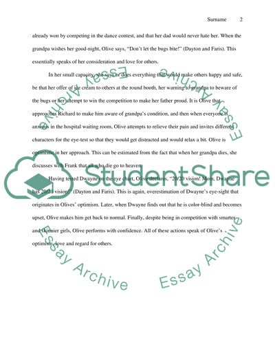 What was the purpose and meaning behind Olives actions in the movie Little Miss Sunshine