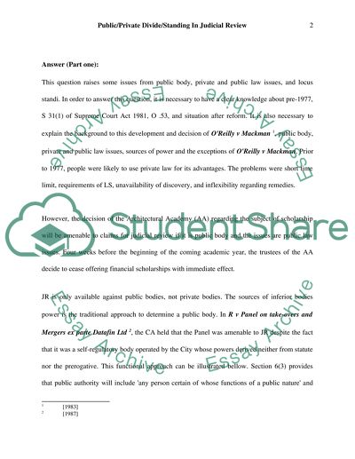 PUBLIC/PRIVATE DIVIDE/STANDING IN JUDICIAL REVIEW