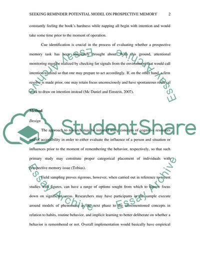 Seeking Reminder Potential Model on Prospective Memory
