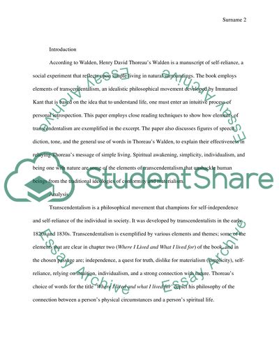 Transcendentalim and Walden