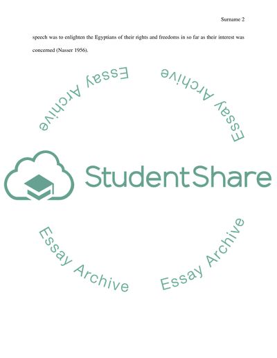 Gamal Abdel Nessers Speech in 1956