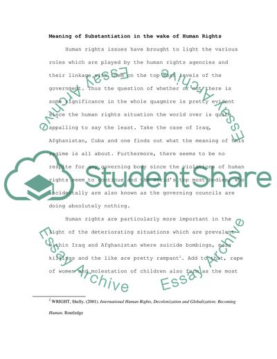 Do Human Rights Have a Substantive Universal Meaning