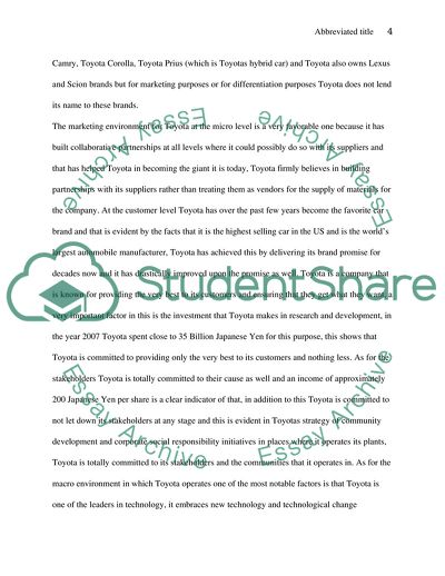 Marketing Company of Toyota Camry 2007