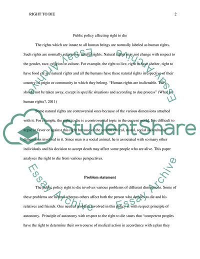 Public Policy Affecting the Right to Die