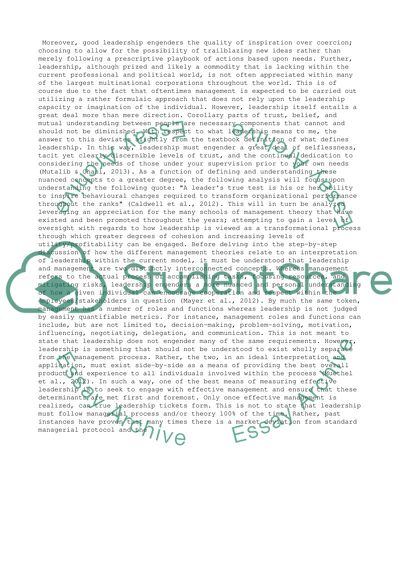 Good Management and Leadership