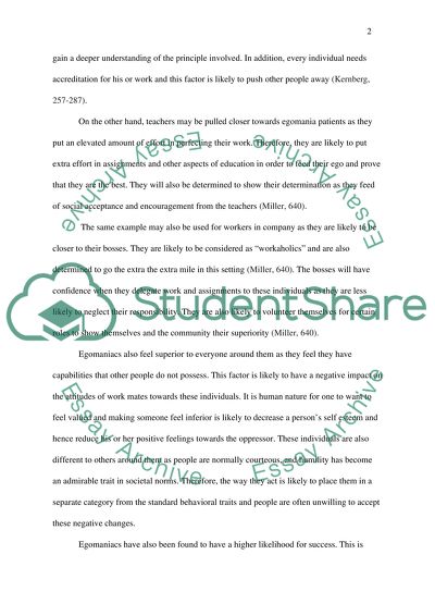Analysis of Egomania Patients