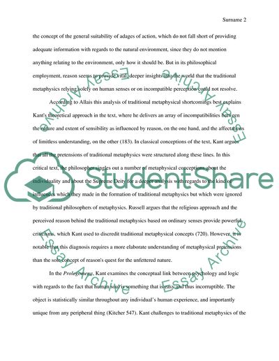 The Kantian Challenge to Traditional Metaphysics