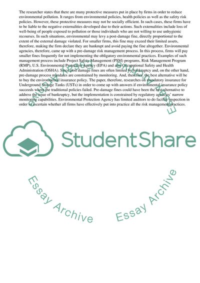 Can Environmental Insurance Succeed Where Others Have Failed