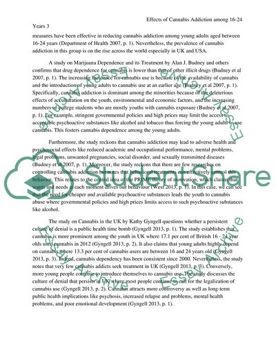 The Effects of Cannabis Addiction among 16-24 Years and Its Health Consequences