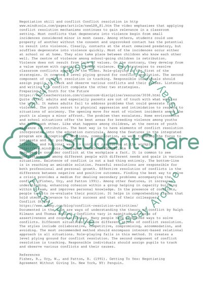 Negotiation Skill and Conflict