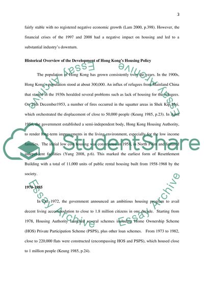 The Real Estate Market in Hong Kong and Suggested Public Policies