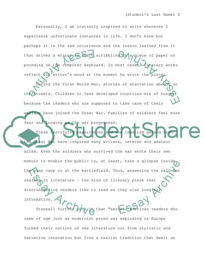 Impact of the Great War on Modern Western Literature