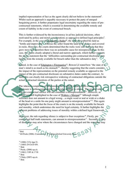 THE DIFFICULTIES SURROUNDING THE PRE-CONTRACTUAL DUTY OF DISCLOSURE STEM LARGELY FROM THE REMEDY AVAILABLE FOR BREACH RATHER THAN THE SUBSTANTIVE DUTY