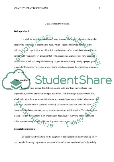 Class student dicussions answers week 4