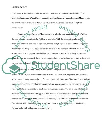 Strategic Human Resource Management