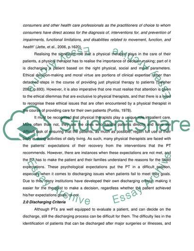 Psychosocial Aspects in Discharging Decision in Physical Therapy
