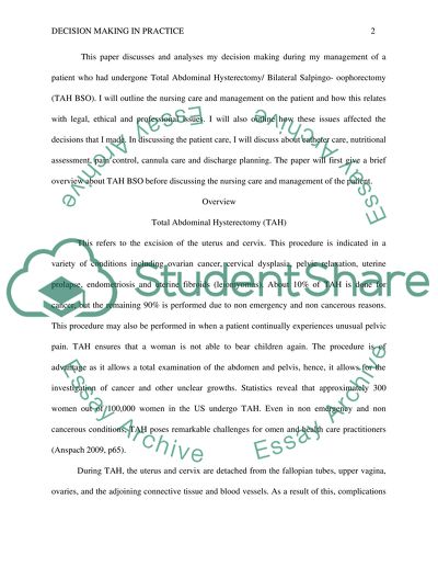 Total Abdominal Hysterectomy, Bilateral Salpingo-Oophorectomy: Decision Making in Practice