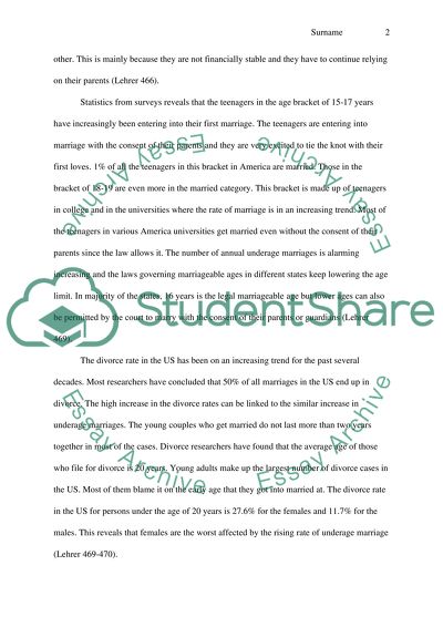 High Underage Married and Divorce rates