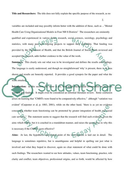 Multidisciplinary Community Mental Health Team