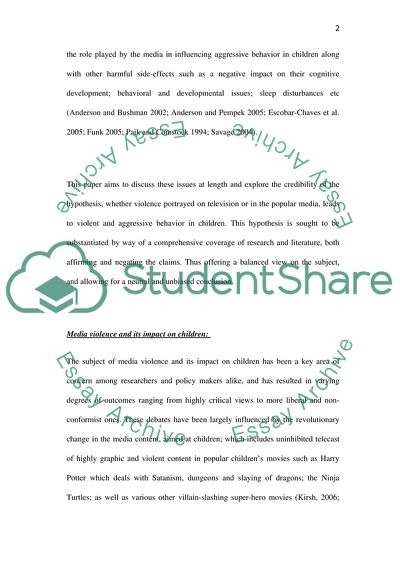 Violence in the Media Contributes to Behavior in Children