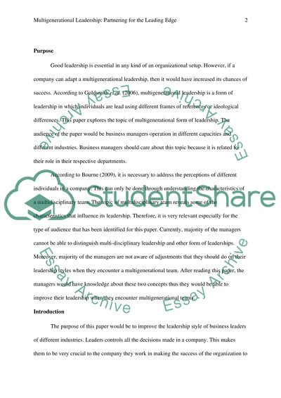 Multigenerational Leadership: Partnering for the Leading Edge