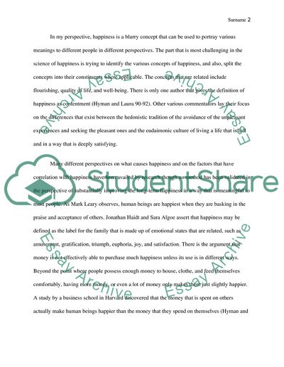 Definition of happiness essay