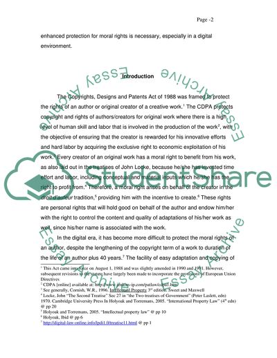 Do Moral Rights Adequately Protect the Authors Work against a Derogatory Treatment