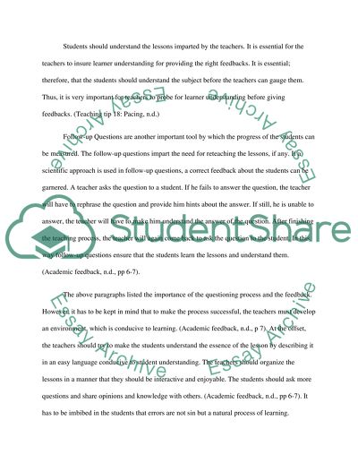 Importance of Questioning and Feedback